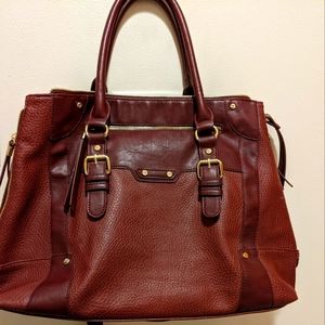 Sole/Society Large Crossbody or Double Handle Tote Bag, Burgundy Leather